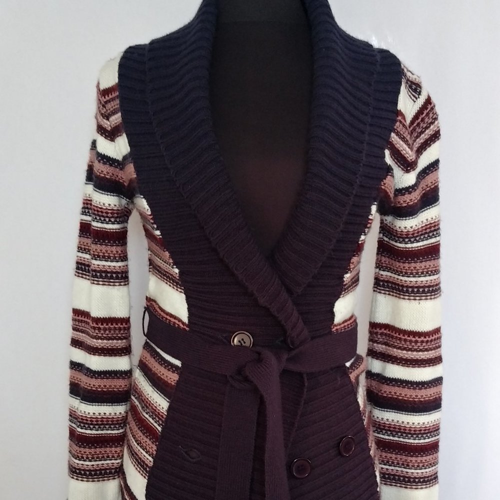 Double Breasted Multi-Colored Jacket with Belt